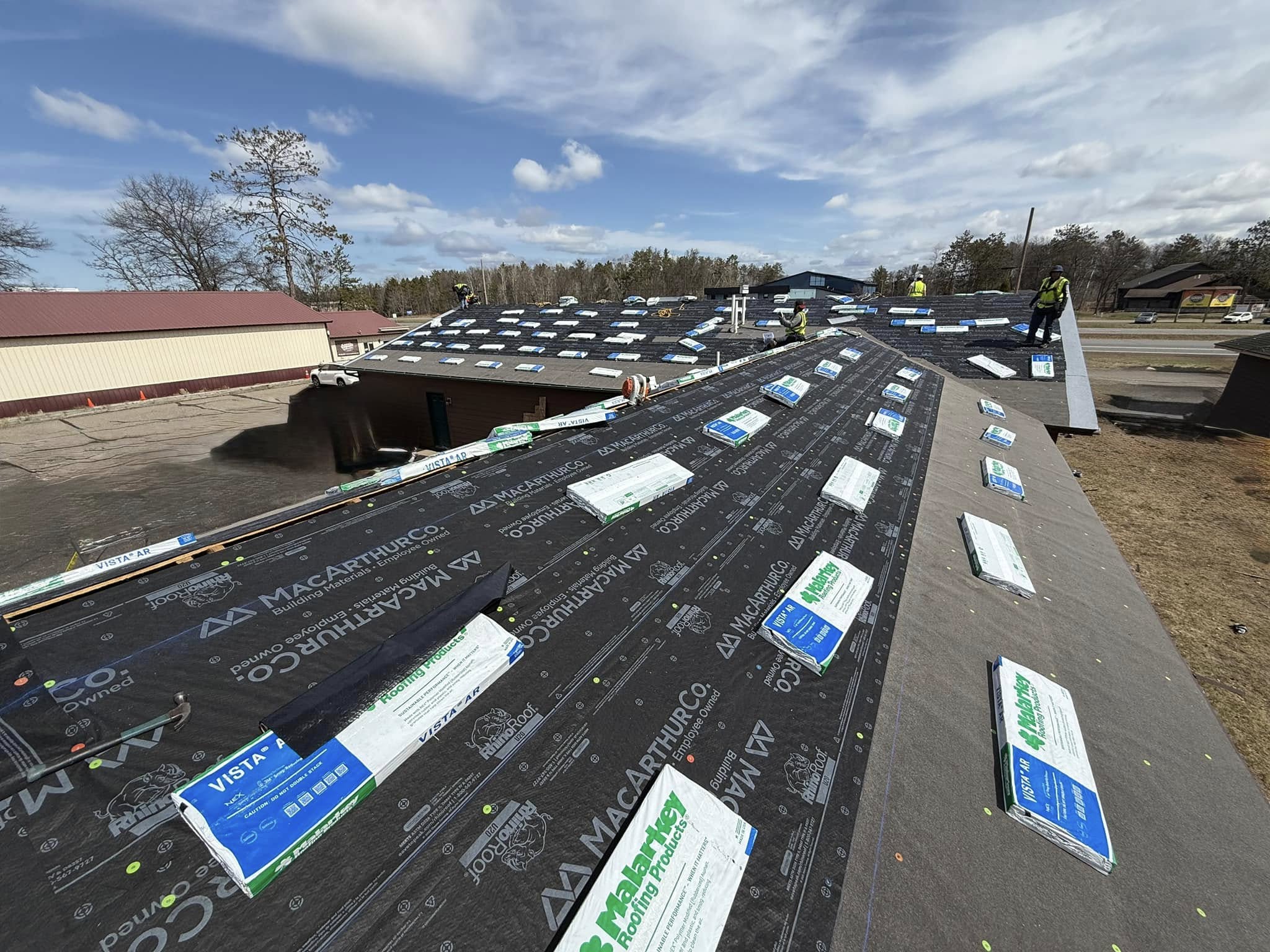 Aerial of a commercial roof installation